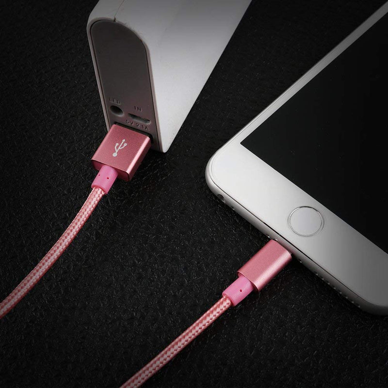  [AUSTRALIA] - 4Pack(3ft 6ft 6ft 10ft) iPhone Lightning Cable Apple Certified Braided Nylon Fast Charger Cable Compatible iPhone Max XS XR 8 Plus 7 Plus 6s 5s 5c Air iPad Mini iPod Pink