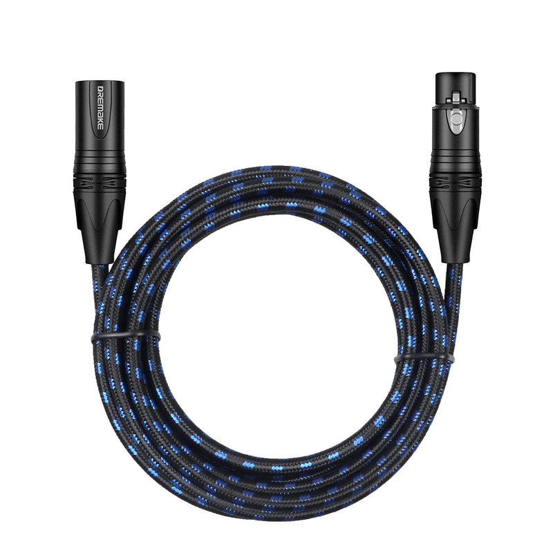  [AUSTRALIA] - DREMAKE 40FT XLR Mic Cable 3-Pin XLR Male to Female Microphone Audio Cable, Black Blue Tweed Braided Balanced DMX AMP Instrument Patch Cords for Mixing Boards, Speaker Systems, Pro Audio, Preamps 40FT/12M