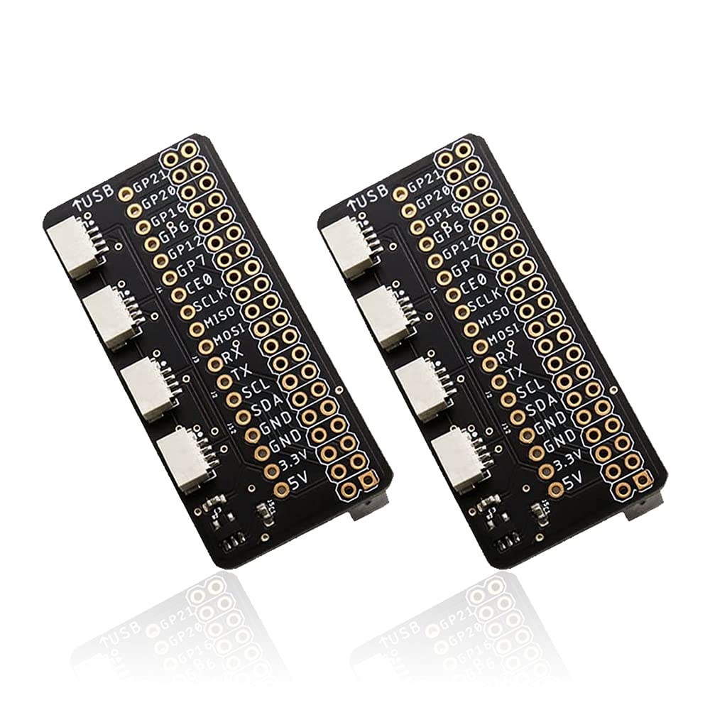  [AUSTRALIA] - Treedix 2pcs 2x20 GPIO Header Connection Ports PI Hat GPIO Breakout Board GPIO Connector Compatible with Raspberry pi for JST 1mm 4 Channel Easily Read Multiple Sensors with The Same I2C Address