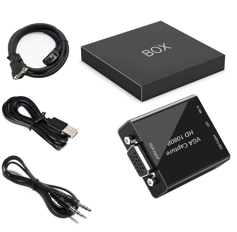  [AUSTRALIA] - VGA Capture Card, VGA to USB Capture Device with Mic Input Support HD 720P Video for Gaming, Streaming, Teaching, Video Conference, Live Broadcasting