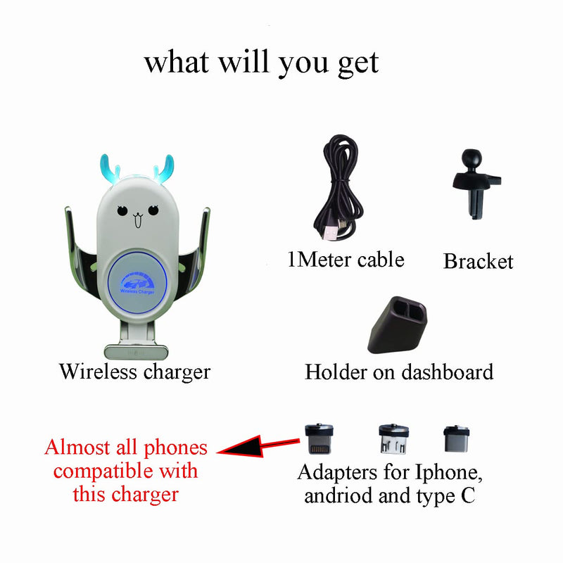  [AUSTRALIA] - Peanutech Universal Wireless Car Charger Mount,15W Fast Charging, Build-in Battery, Air Vent Dashboard, Compatible with iPhone 13/12/11/X/9 Series, Samsung S20/ S10/S9/S8/Note20/ Note10/9 etc