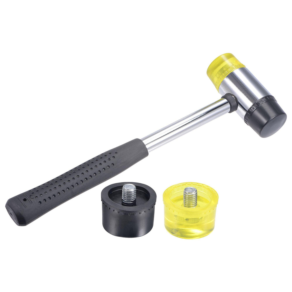  [AUSTRALIA] - uxcell 40mm Double-Faced Rubber Hammer with Soft/Hard Replacement Mallet Non-Slip Grip for Leather Crafts, Woodworking and Flooring Installation