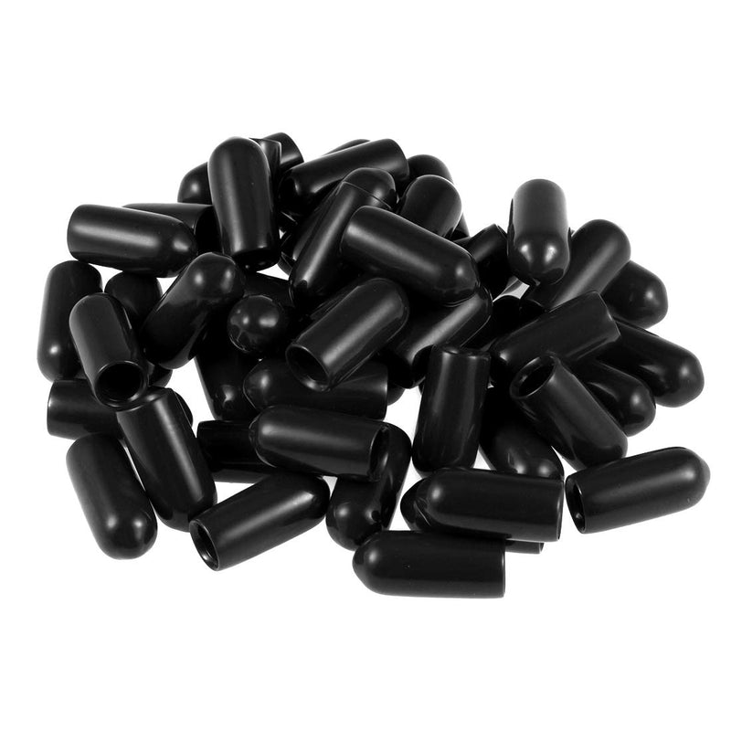  [AUSTRALIA] - uxcell 50pcs Rubber End Caps 6mm(1/4-inch) ID Vinyl Round Tube Bolt Cap Cover Screw Thread Protectors Black