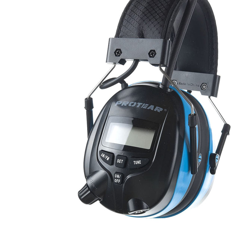  [AUSTRALIA] - PROTEAR Digital AM FM Radio Headphones, 25dB NRR Ear Protection Safety Ear Muffs Light Blue