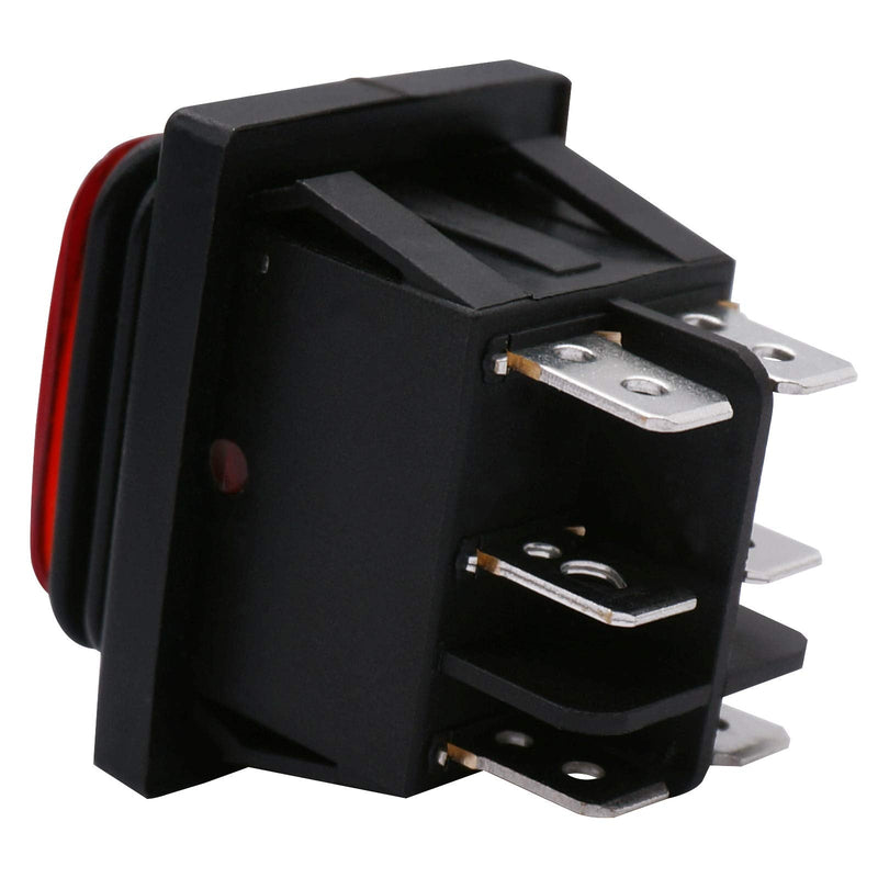  [AUSTRALIA] - TWTADE Latching Polarity Reverse Switch Waterproof Control Rocker Switch DC Motor 6 Pin 3 Position 10A (LED DC12V) ON-Off-ON Boat Toggle Automatic Switch With Wire