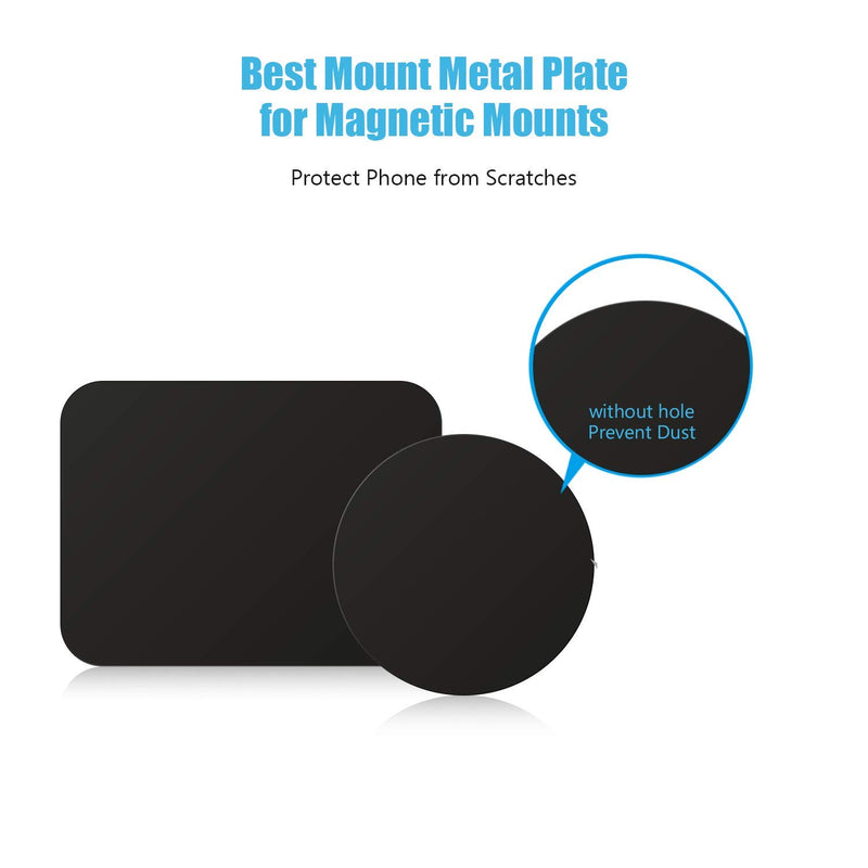 WixGear Mount Metal Plate with Adhesive for Magnetic Cradle-Less Mount -X4 Pack 2 Rectangle and 2 Round (Compatible with Magnetic mounts) (Black) - LeoForward Australia