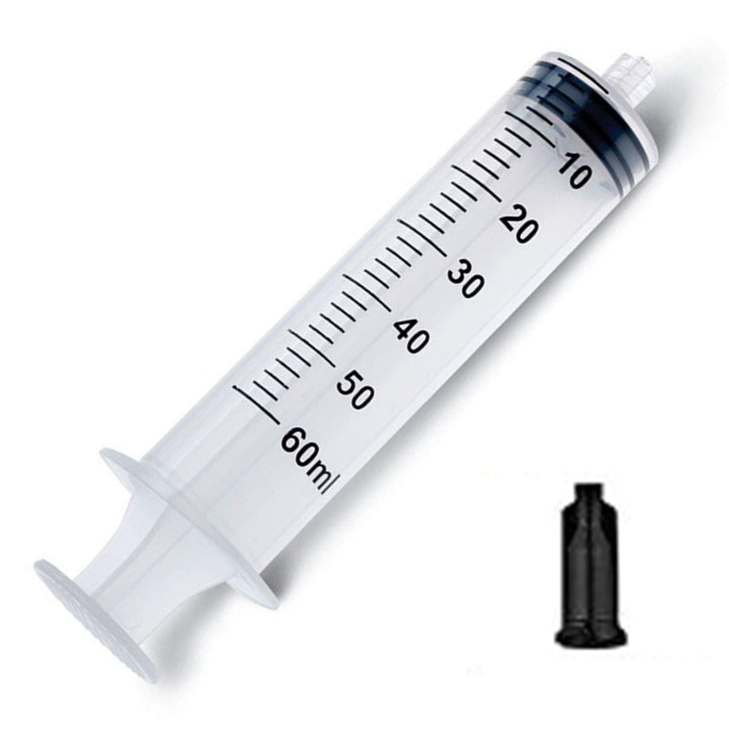  [AUSTRALIA] - 5 Pack 60ml Syringes luer Lock with Caps, Plastic Syringe for Scientific Labs and Liquid Dispensing Metric Multiple Uses