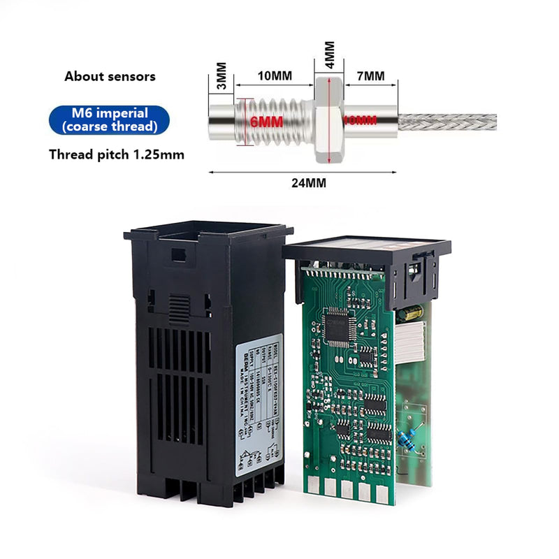  [AUSTRALIA] - WANGCL Digital PID Controller Intelligent Thermostat with 25A SSR Relay Type K Thermocouple for Electric Power Chemical Industry Holding Tanks Ovens - 0-1300℃