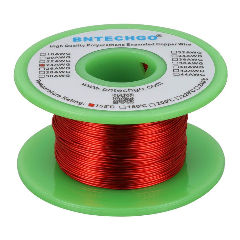  [AUSTRALIA] - BNTECHGO 24 AWG Magnet Wire - Enameled Copper Wire - Enameled Magnet Winding Wire - 4 oz - 0.0197" Diameter 1 Spool Coil Red Temperature Rating 155℃ Widely Used for Transformers Inductors 24 AWG enameled magnet wire 4 oz red 4 oz