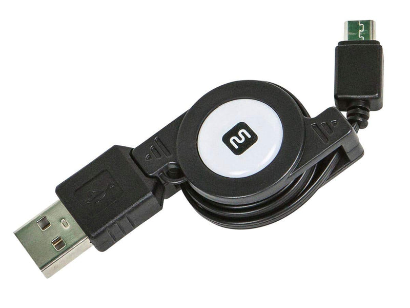  [AUSTRALIA] - Monoprice USB 2.0 Retractable Cable - 2.5 Feet - Black | A Male to Micro B Male