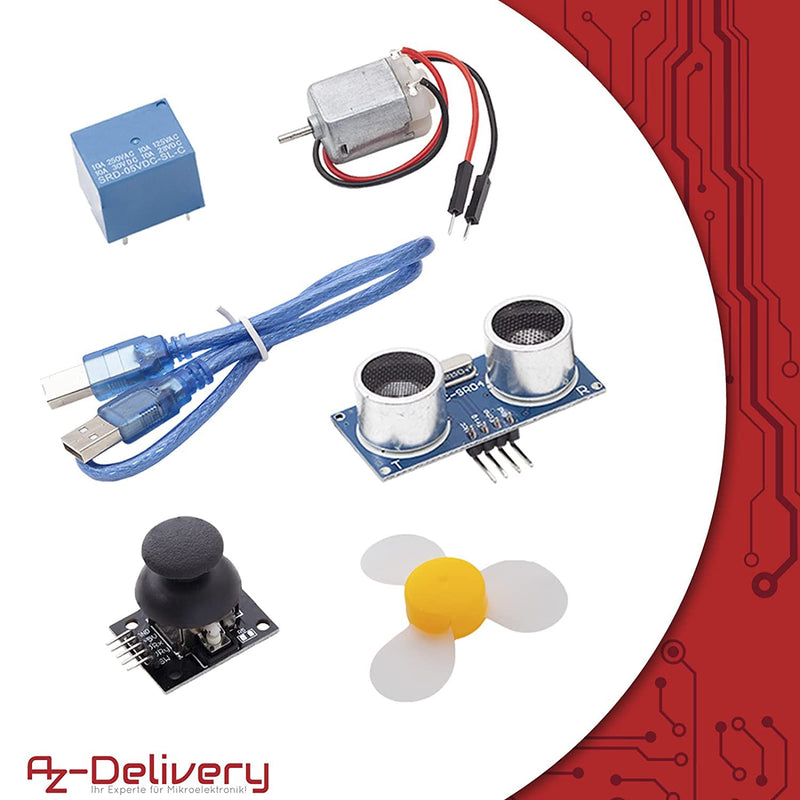  [AUSTRALIA] - AZDelivery starter kit with resistors, power supply module and DC motor multi-part sensor kit with LEDs electronics accessories compatible with Arduino, including e-book!