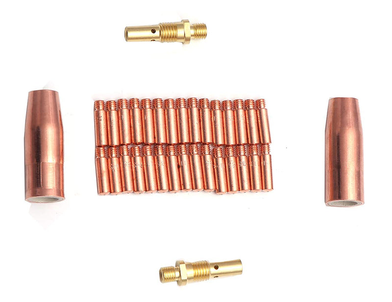  [AUSTRALIA] - Weldflame Mig Welding gun accessory kit for Lincoln Magnum 100L or Tweco Mini/#1 Mig gun: 30pcs Contact Tips 11-35 0.035"+ 2pcs gas nozzles 21-50 1/2" + 2pcs gas diffusers 35-50 (11-35 0.035“) 11-35 0.035“