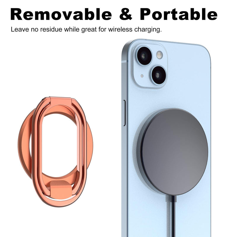  [AUSTRALIA] - Magnetic Phone Ring Magnetic Phone Grip Phone Stand Magnetic Phone Ring Holder Finger Kickstand, Adjustable Kickstand for iPhone 14/13/12 Series(Pink Rose Gold)