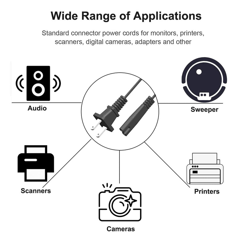  [AUSTRALIA] - 2 Prong Replacement Charging Cable for Sony GTK-XB7 GTK-XB90 GTK-XB60 GTK-XB5 SRS-XP500 SRS-XP700 SRS-RA3000 GTKXB7 GTKXB90 GTKXB60 Portable Wireless Speaker 5Ft Charger Cable Power Cord UL Listed