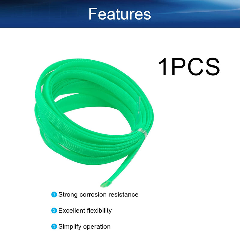  [AUSTRALIA] - Bettomshin 1Pcs 16.4 Ft Expandable Braid Cable Sleeve, Wire Protector Fluorescent Green for Sleeving Protect and Beautify The Industrial, Electric Wire Electric Cable