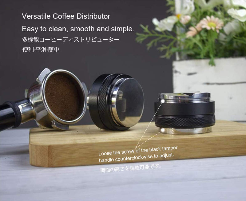  [AUSTRALIA] - Huajing 51mm Coffee Distributor/Leveler & Tamper,Fits for 51mm Breville Portafilter,Dual Head Coffee Leveler， Adjustable Depth Professional Espresso Hand Tampers 2-in-1 2in1-black-51mm