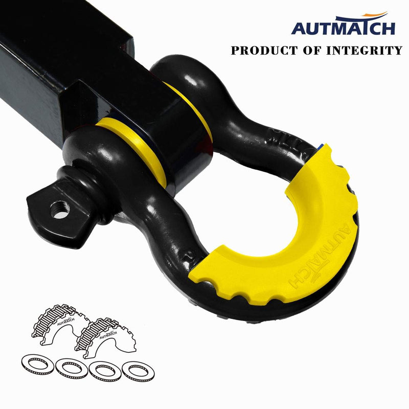  [AUSTRALIA] - AUTMATCH Pack of 2 D-Ring Shackle Isolators Washers Kit 2 Rubber Shackle Isolators and 4 Washers Fits 3/4 Inch Shackle Gear Design Rattling Protection Shackle Cover Yellow Fit To 3/4" Shackle