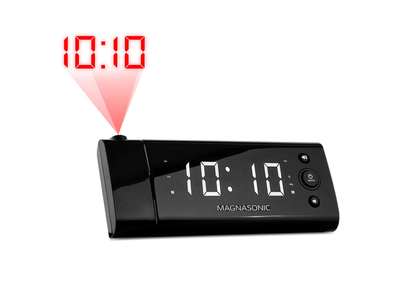 Magnasonic USB Charging Alarm Clock Radio with Time Projection, Battery Backup, Auto Time Set, Dual Alarm, 1.2" LED Display for Smartphones & Tablets (EAAC475W) White Led - LeoForward Australia