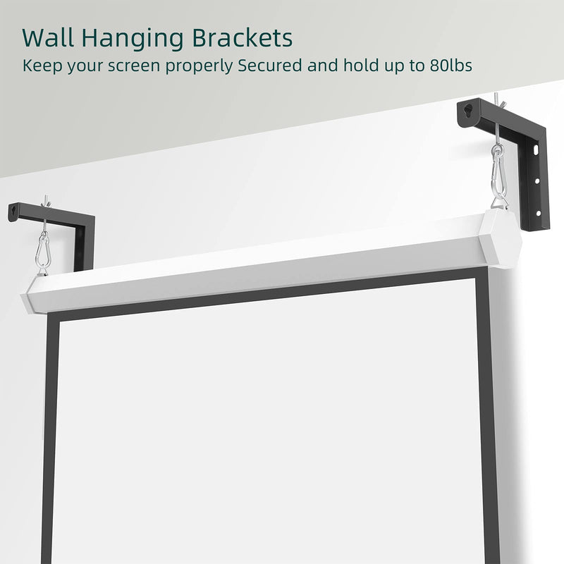  [AUSTRALIA] - Black Universal Projector Screen L-Bracket Wall Hanging Mount 6 inch Adjustable Extension with Hook Manual, for Wall or Ceiling Mount Home Projector and Movie Screens, 80 Lb Capacity Each