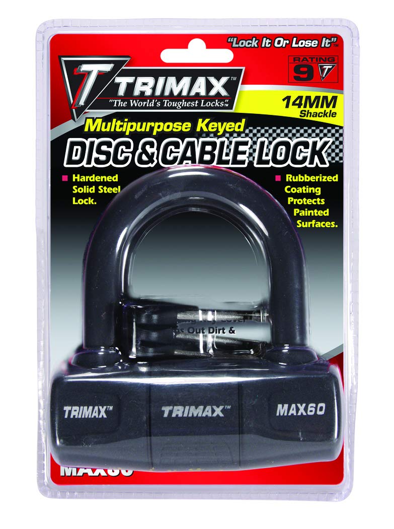  [AUSTRALIA] - TRIMAX MAX60 Black Short Shackle U-Lock with PVC Sleeve