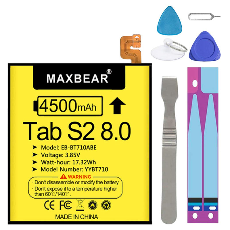 MAXBEAR 4500mAh 3.85V EB-BT710ABE Tablet Replacement Battery for Samsung Galaxy Tab S2 8.0 SM-T710 SM-T713 SM-T715 SM-T715C SM-T715N0 SM-T715Y SM-T719 SM-T719C Series with Repair Tool Kit - LeoForward Australia