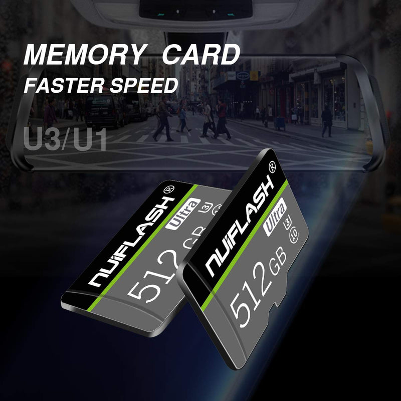  [AUSTRALIA] - Micro SD Card 512GB Memory Card 512GB TF Card Class 10 High Speed Mini SD Card with SD Card Adapter for Cellphone/Surveillance/Tachograph/Tablet/Camera HHL-512GB