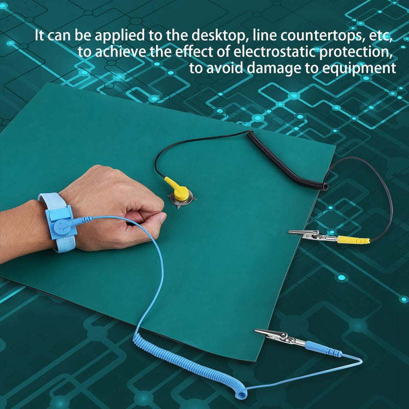  [AUSTRALIA] - Oumefar Electrostatic Discharge Anti-Static Bracelet Ground Wire Mat Set Anti-Static Bracelet Set for Phone Repair Sensitive Electronics Work etc.