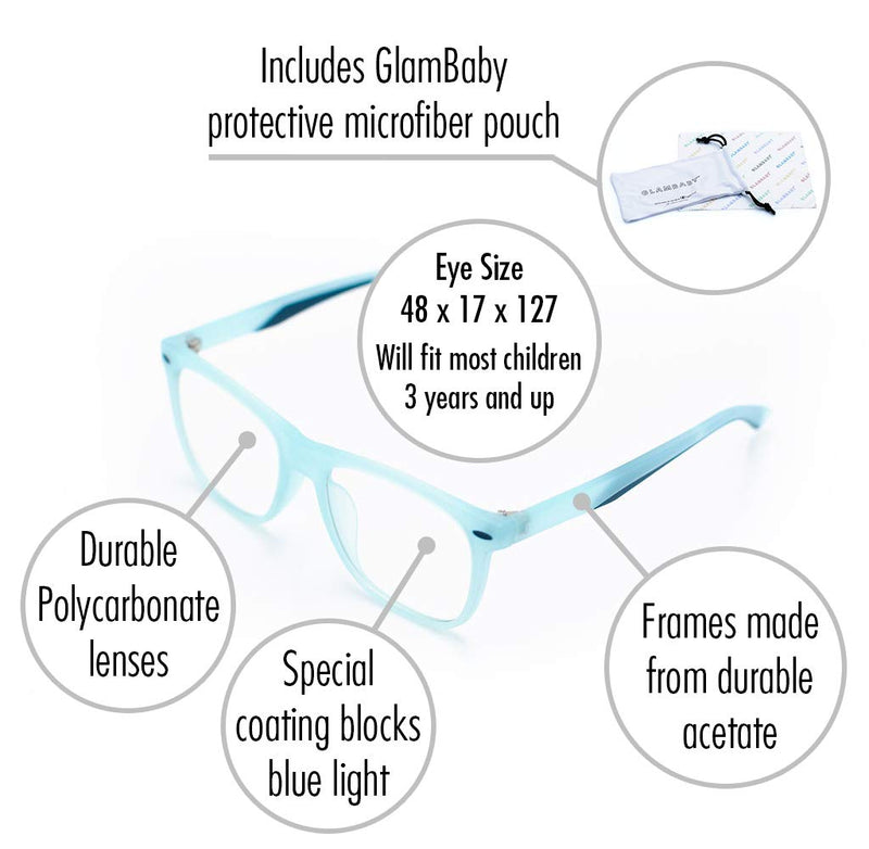  [AUSTRALIA] - GlamBaby Hayes Glasses - Blue Light Blocking Glasses for Kids - Durable Computer Glasses for Kids - Blue Light Eye Protection Glasses - Coated Protective Glasses for Kids - 48x15x125, Light Pink