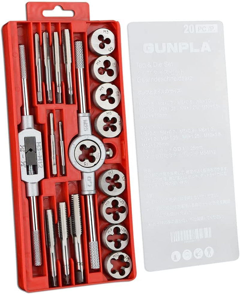  [AUSTRALIA] - Gunpla 20-piece high-quality alloy steel tap and drill set, thread cutting set, metric M3-M12 1