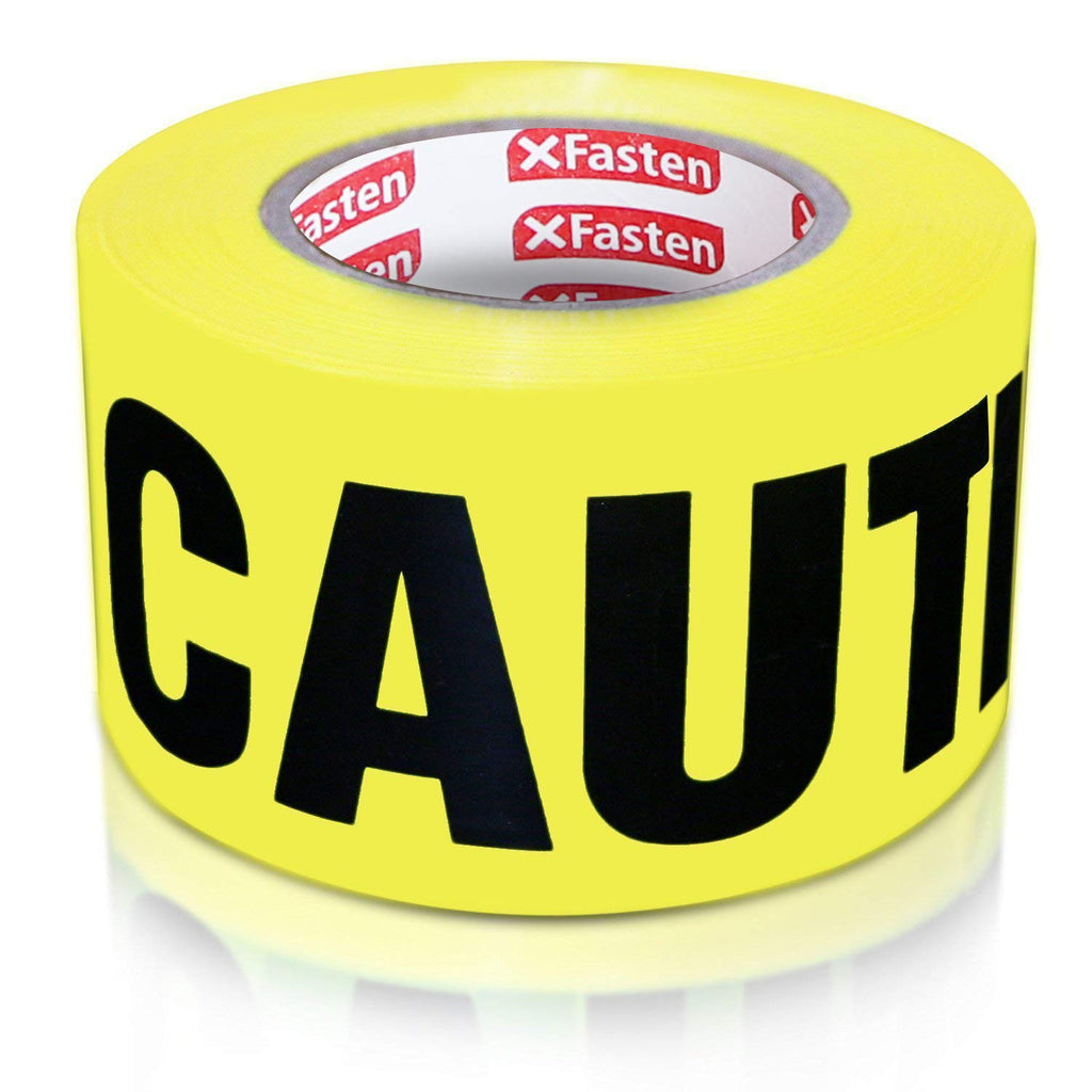  [AUSTRALIA] - XFasten Caution Tape Roll, Non Adhesive, 3-Inch x 1000-Foot Yellow Black Barricade Safety Tape- High Visibility for Workplace Safety