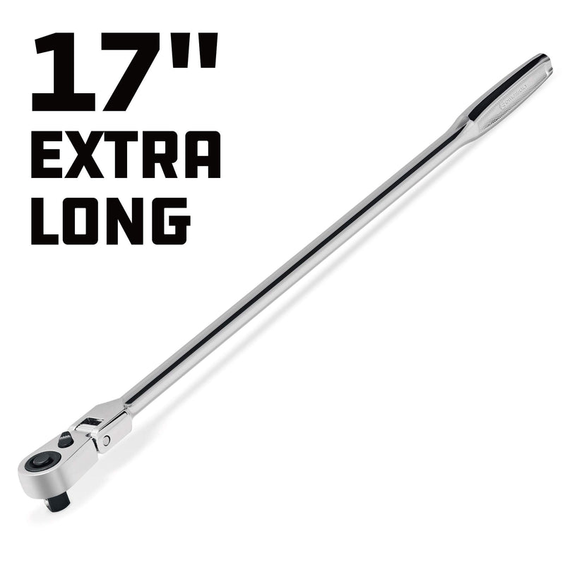  [AUSTRALIA] - Powerbuilt 649953 Pro Tech 3/8-inch Drive x 17-inch Long Reach Ratchet Contour Handle - with Extra Long Handle Ratchet, Flex Head, 72 Tooth 3/8"Dr., 17" Long