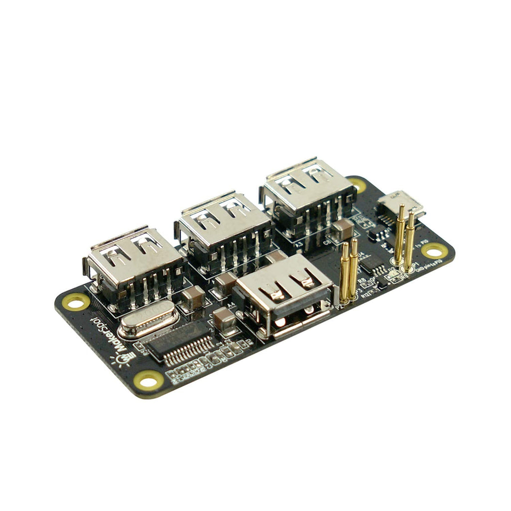  [AUSTRALIA] - MakerSpot 4-Port Stackable USB Hub HAT for Raspberry Pi Zero V1.3 (with Camera Connector) and Pi Zero W /2W (with Bluetooth & WiFi)