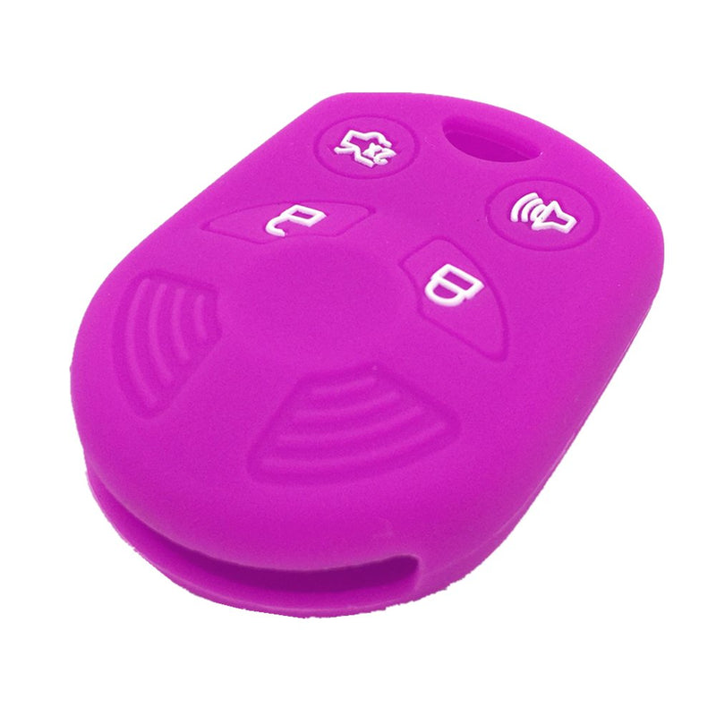  [AUSTRALIA] - Ezzy Auto Purple 4 Buttons Silicone Rubber Key Fob Case Key Cover Key Jacket Skin Protector fit for Ford