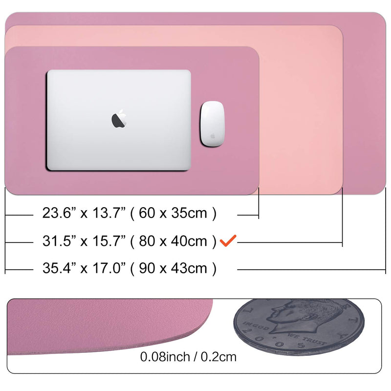 WAYBER Dual Sided Leather Desk Pad (31.5 x 15.7"), Waterproof Office Desk Mat, PU Mouse Pad, Desk Cover Protector, Desk Writing Mat for Office/Home/Work/Cubicle (Purple/Pink) Purple/Pink 31.5" x 15.7" - LeoForward Australia