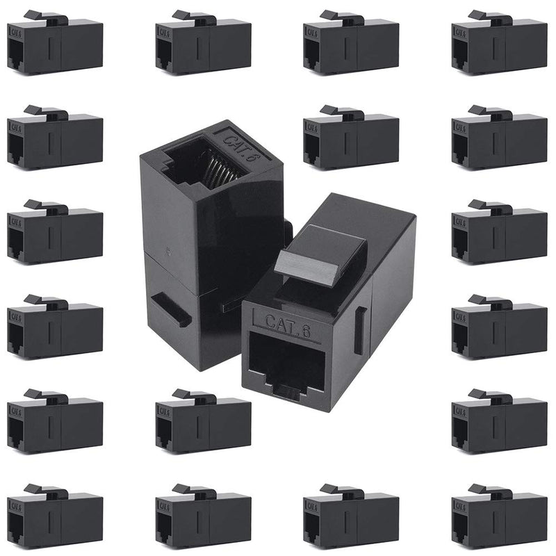 RJ45 Coupler, VANDESAIL Ethernet Coupler, RJ45 Keystone Jack Cat6 Coupler Female to Female (20Pack, CAT 6 Ethernet Coupler Extender) 20 Pack Black-20 Pack - LeoForward Australia