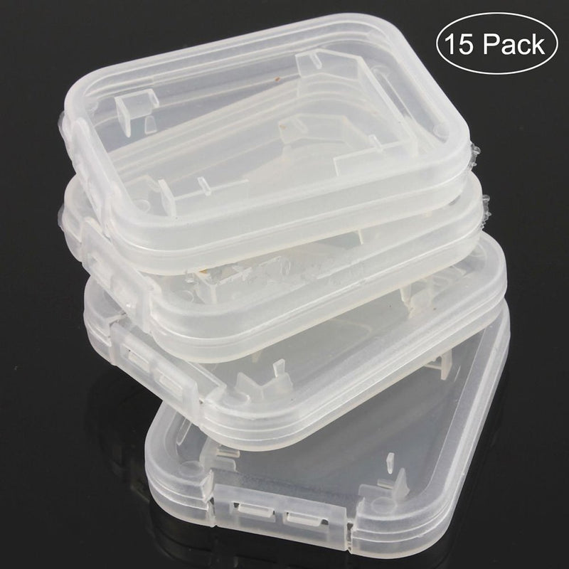 NUOMI 15Pcs SD/SDHC Memory Card Case Holder, Standard SD Plastic Storage Boxes, Clear Compact - LeoForward Australia