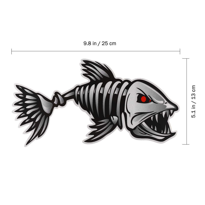 [AUSTRALIA] - WINOMO 2Pcs 10x5 inch Fish Skeleton Decals Sticker Vinyl Auto Decal Sticker for Kayak Fishing Car