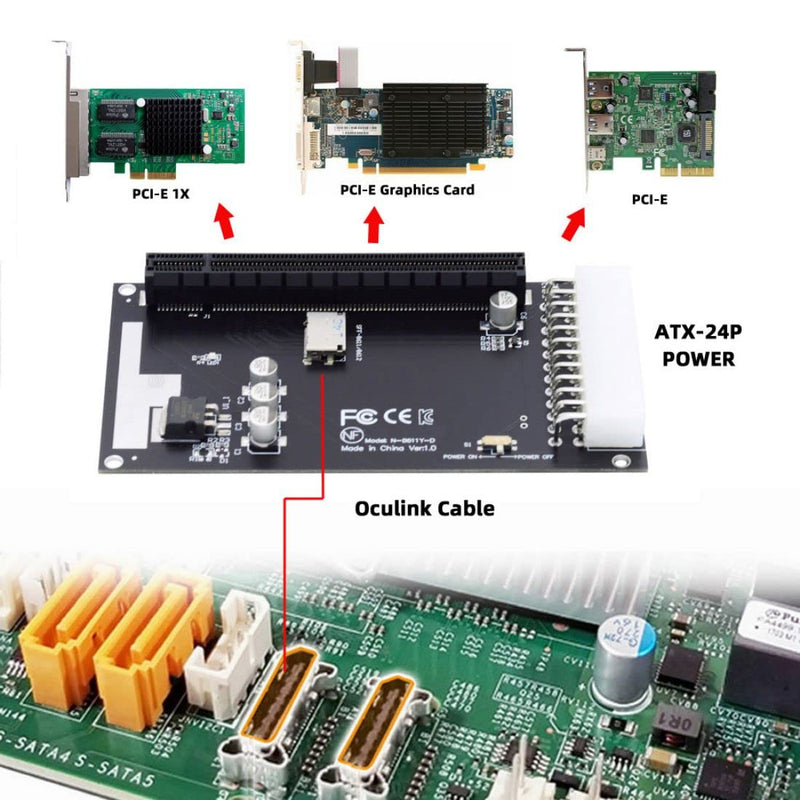  [AUSTRALIA] - chenyang Cheyang Oculink SFF-8612 4X to PCIE X16 PCI-Express Adapter with ATX 24Pin Power Port for Mainboard Graphics Card Oculink 4X to PCI-E X16 with 24Pin Power