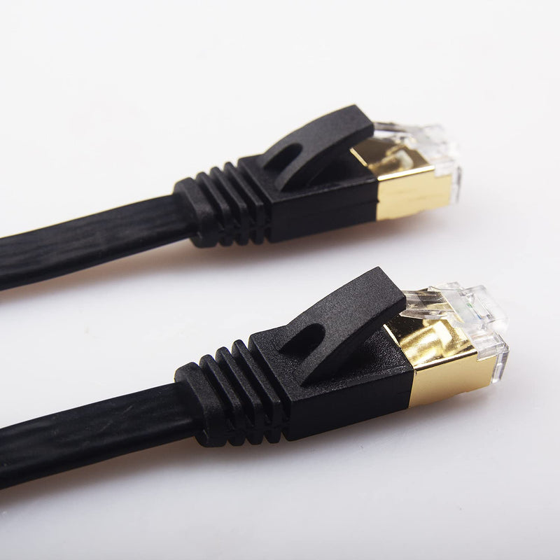  [AUSTRALIA] - REXUS Cat 7 Black Flat Shielded Ethernet Network Cable (6 FT 2 Pack), High Speed 10Gbps LAN Wires Internet Patch Cable with RJ45 Connector Faster Than Cat5/Cat5e/Cat6 (C7F18Hx2) Cat7 - 6 FT * 2 PCS