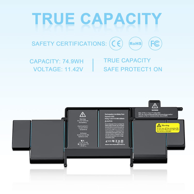  [AUSTRALIA] - A1582 A1502 Battery - for MacBook Pro Battery 13” Retina Late 2013, Mid 2014, Early 2015, for MacBook Pro A1493 A1582 A1502 Replacement Li-Polymer Battery [11.42V/ 74.9Wh]