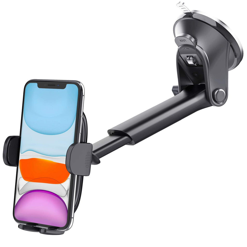  [AUSTRALIA] - APPS2Car Suction Cup Car Phone Holder Mount, Dashboard/Windshield/Window Phone Holder for Car with Ultra Sticky Gel Pad, Compatible with iPhone, Samsung, All Cellphone, Thick Case & Big Phone Friendly