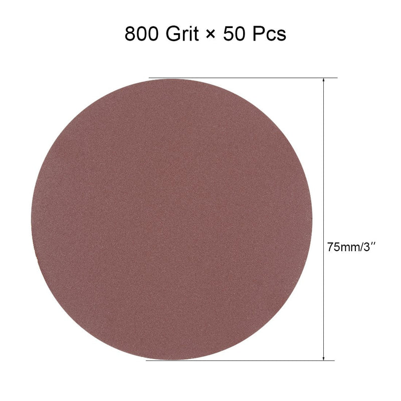  [AUSTRALIA] - uxcell 50Pcs 3 Inch Hook and Loop Sanding Disc 800 Grits Flocking Sandpaper for Random Orbit Sander Brown