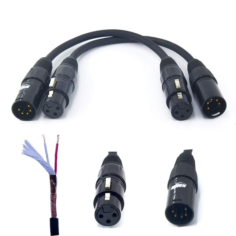  [AUSTRALIA] - WJSTN XLR to XLR Adapter Cable, 3-pin to 5 pin XLR Splitter Male to Female (3-pin Female to 5-pin Male)
