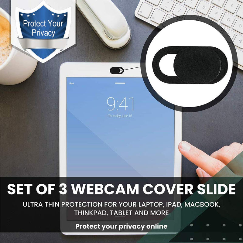  [AUSTRALIA] - Ultra Thin Webcam Cover - Upgraded Camera Privacy Covers Web Camera Cover Slide for Laptop, Desktop, PC, Macbook, iMac, Mac Mini, Computer, Smartphone, Protect Your Privacy and Security, 3 Pack, Black