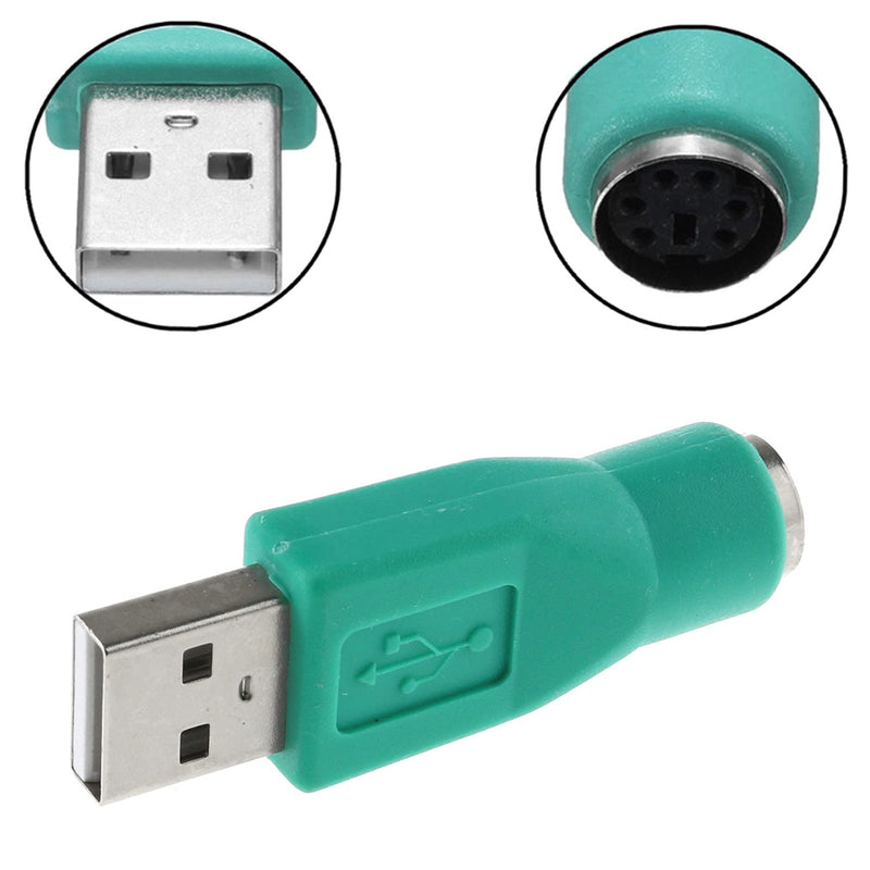  [AUSTRALIA] - DGZZI USB to PS2 Adapter 2pcs Green PS/2 Female to USB Male Converter Adapter for Mouse and Keyboard