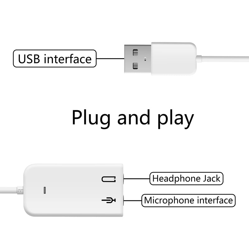  [AUSTRALIA] - USB Sound Card Adapter YACSEJAO 7.1 Channel External Audio Adapter Stereo Sound Card Converter 3.5mm AUX Microphone Jackfor Windows, MAC, Linux, PC,Laptop, Desktops