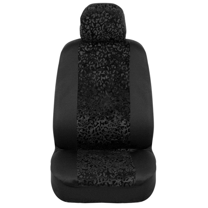  [AUSTRALIA] - Floral Theme Fresh-Protect Sideless All Protection Unique Fun Graphic Design Seat Belt Side Airbag Armrest Compatible Protective Universal Auto Cars Front Seat Covers -2 Piece (Lush Leopard) Lush Leopard