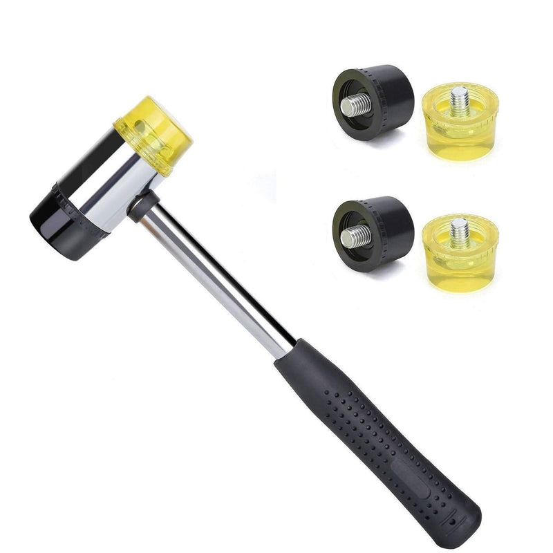  [AUSTRALIA] - Rannb Dual Head Nylon Rubber Hammer Soft Mallet with 2 Soft Rubber & 2 Hard Plastic Head Tips 23mm Head Dia 23mm Dia