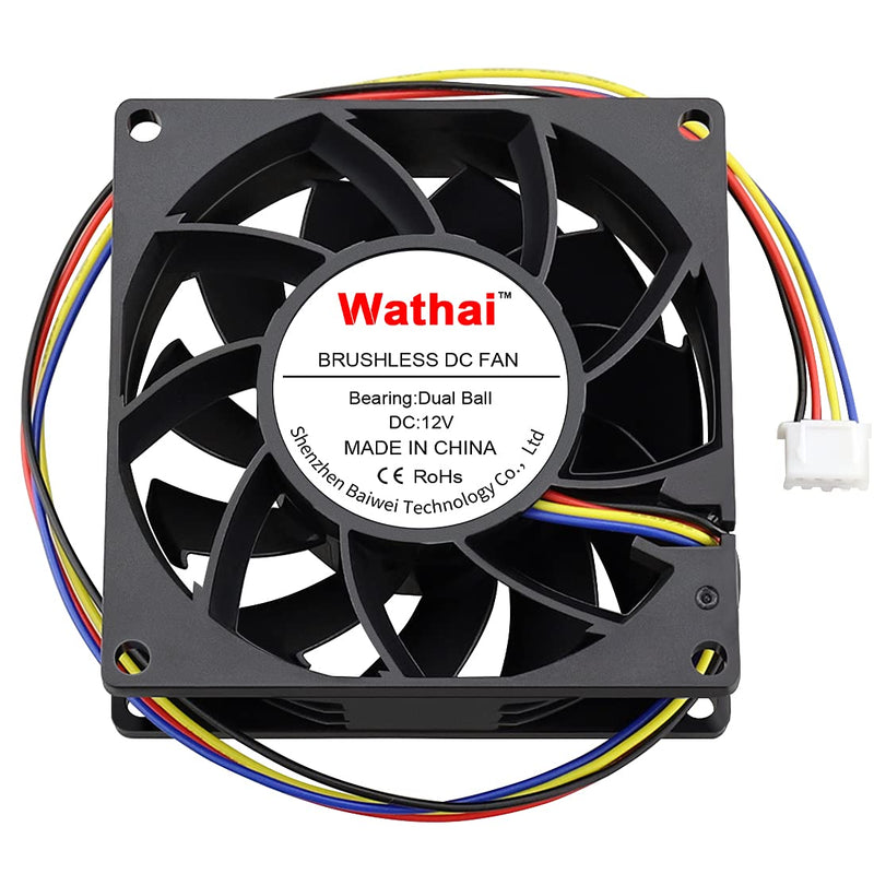  [AUSTRALIA] - Wathai 80mm x 25mm PWN Fan, High Speed 5000RPM 12V 4Pin Fan, DC Brushless Cooling Fan, Big Airflow Fan 80x80x25mm