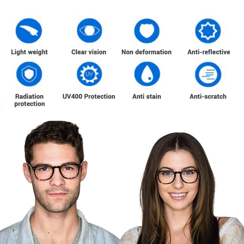  [AUSTRALIA] - Blue Light Blocking Glasses, Blue Blocker Computer Glasses for Men Women, Anti Glare 400 UV & Eye Strain Fake Square Glasses Tortoise + Black